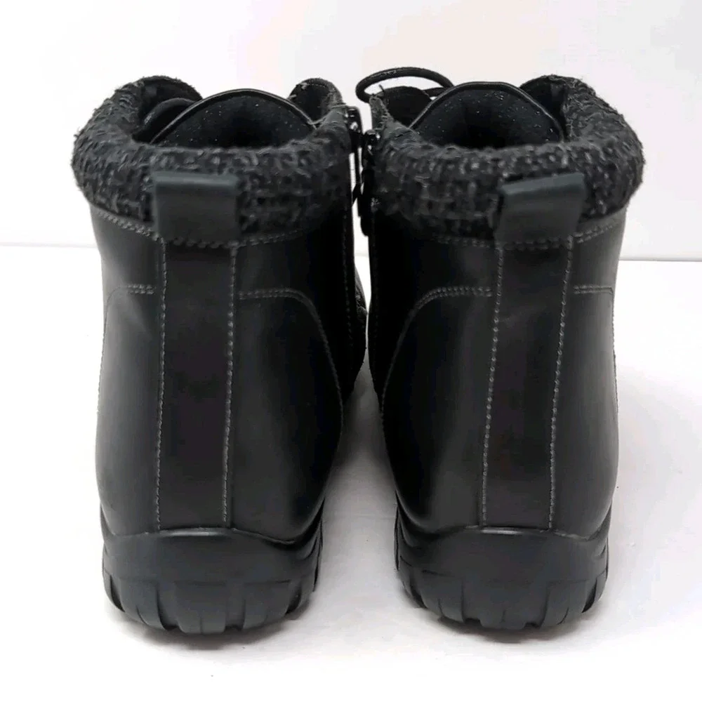 Propet Delaney Ankle Bootie Boots Women 11N (AA) Black Leather Zip/Lace WFV002L‎